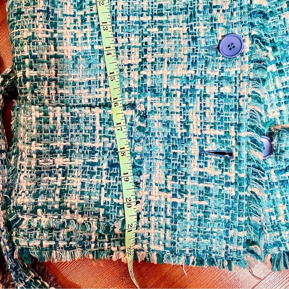 Women's Turquoise Teal Tweed Jacket. Size S - Picture 7 of 16